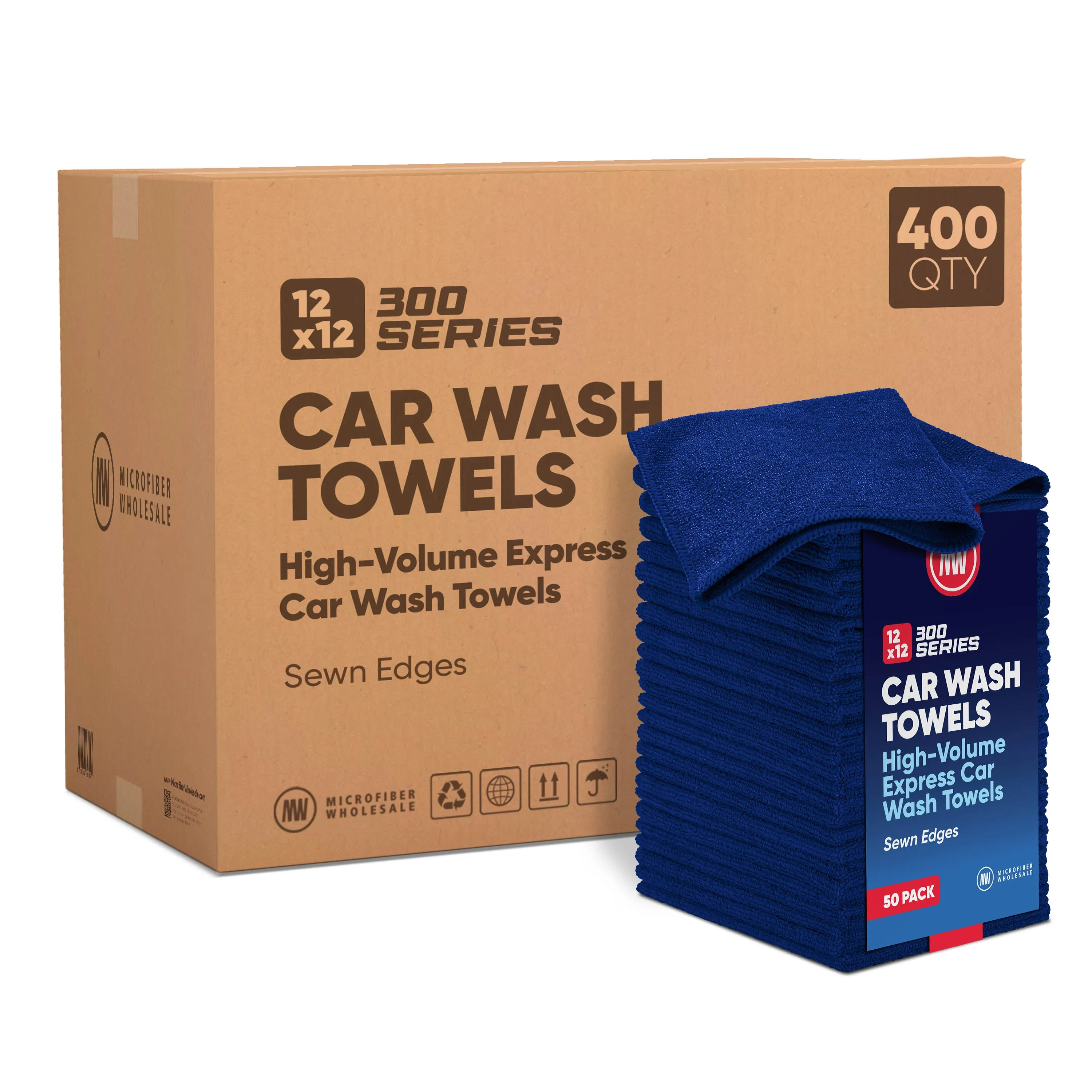 12"x12" 300 Series Microfiber Car Wash Towels - Case of 400