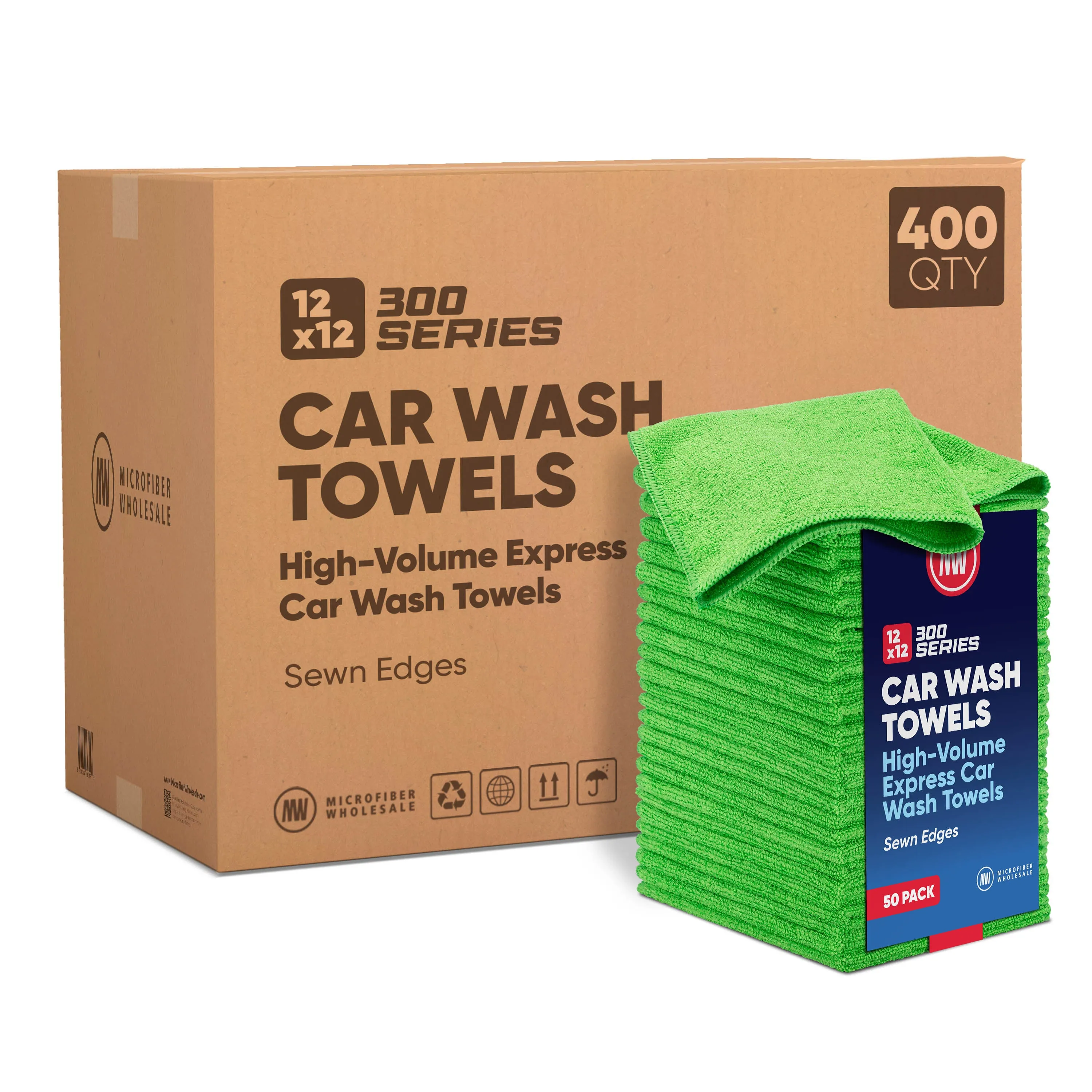 12"x12" 300 Series Microfiber Car Wash Towels - Case of 400