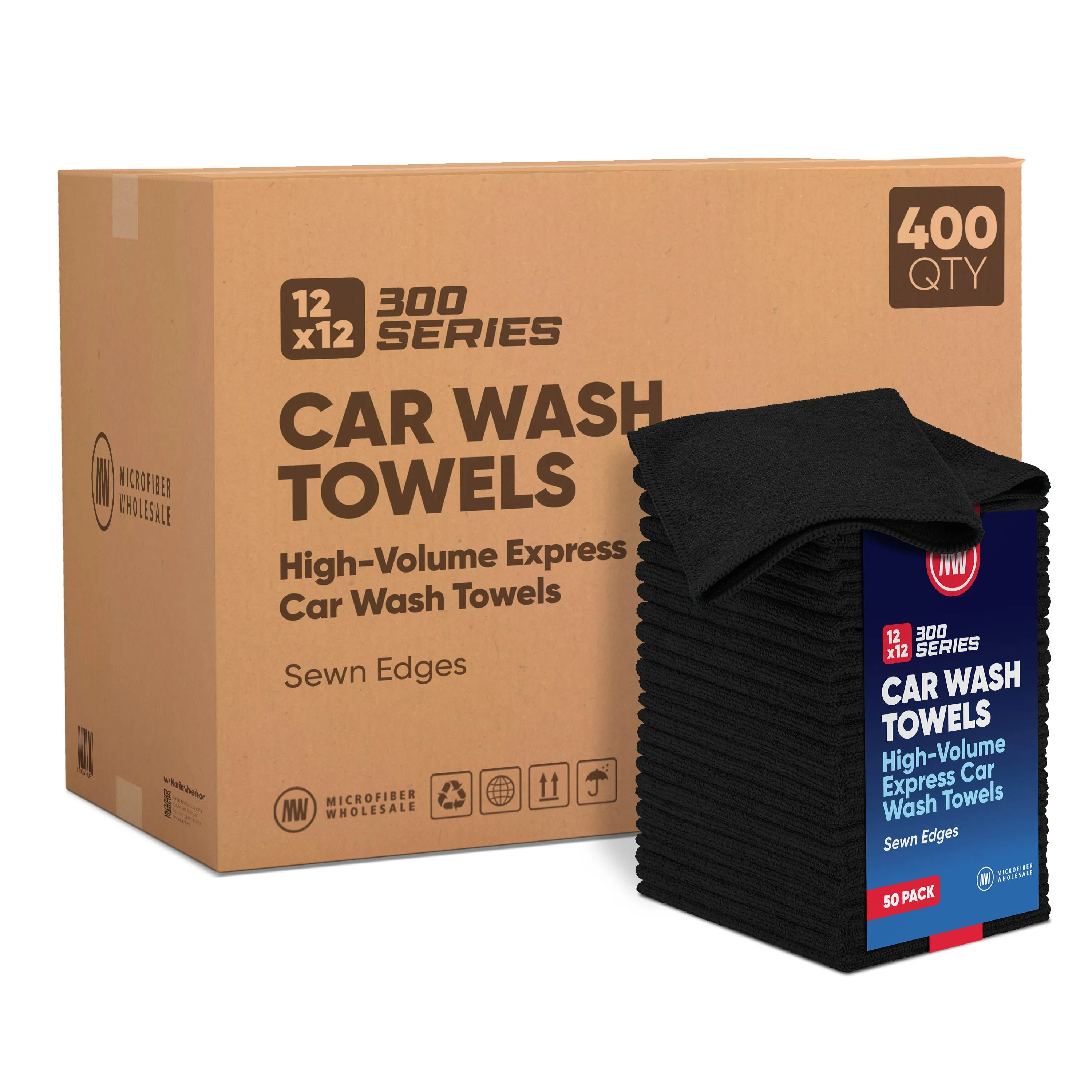 12"x12" 300 Series Microfiber Car Wash Towels - Case of 400