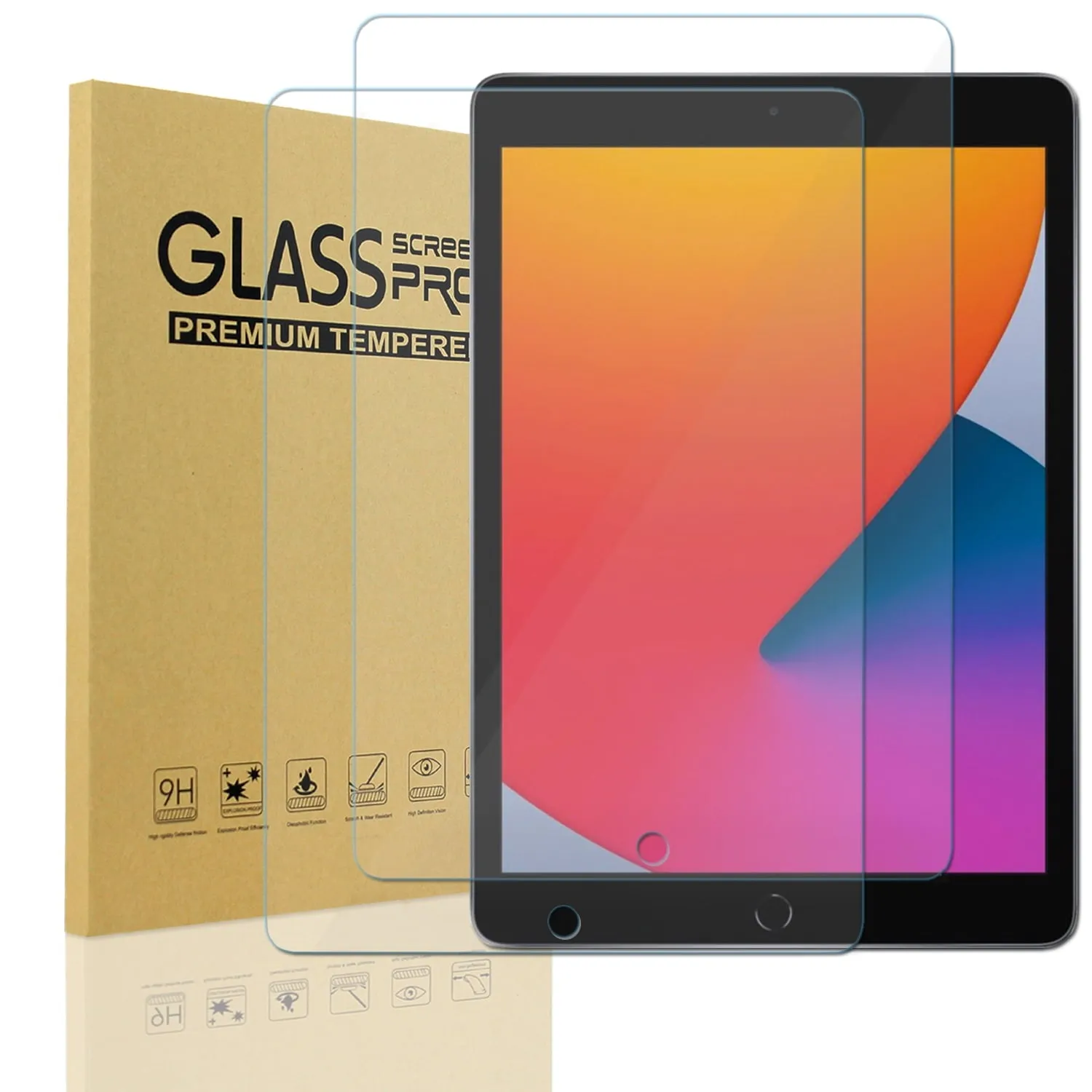 2 Pack Tempered Glass Screen Protector for iPad 9th 8th 7th Generation Compatible (10.2 Inch iPad 9/8/7 Gen 2021 2020 2019)