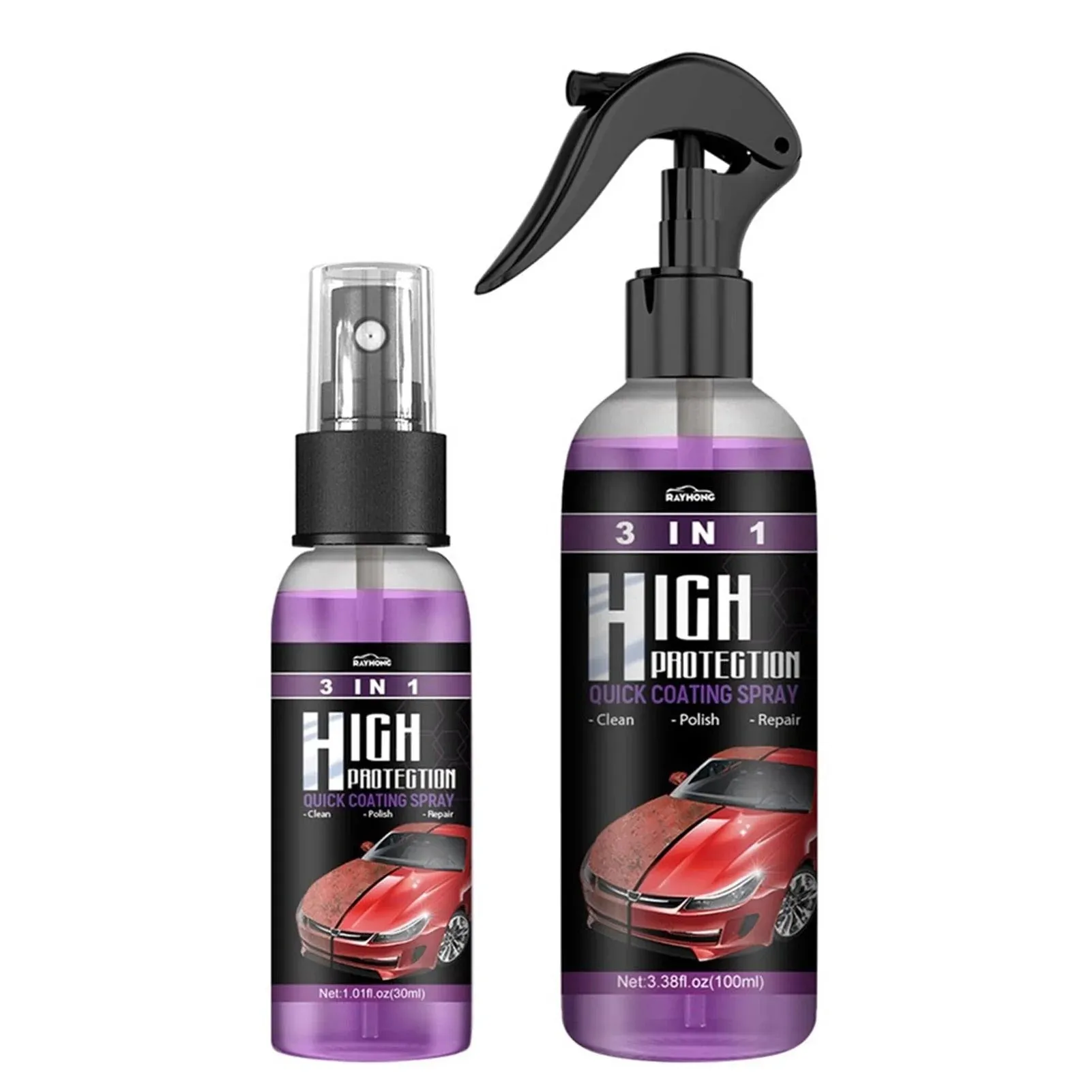 3 In 1 Quick High Protection Car Coating Spray Polish, Ceramic, Plastic Parts Refurbisher