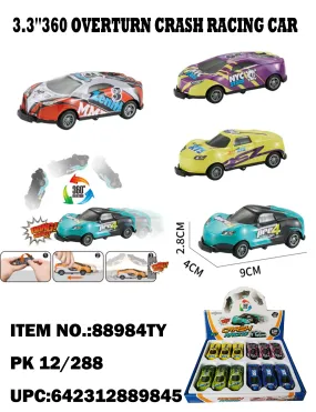 3.3" 360 Rotate Crash Racing Car 4 Colors Mixed