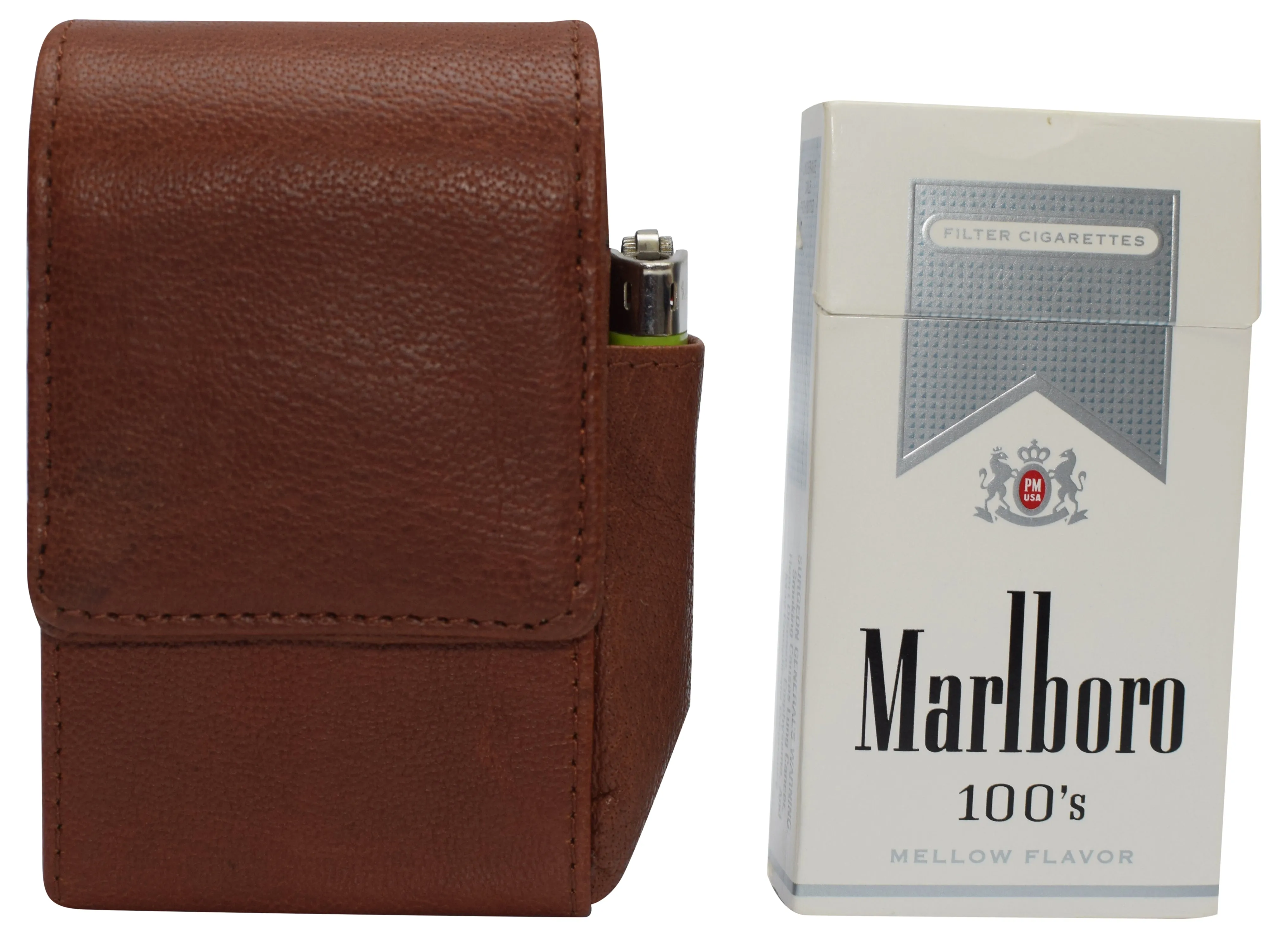 510913 Cigarette Storage Organizer Genuine Leather Tobaccos Pouch Lighter Holder Logos Storage Container