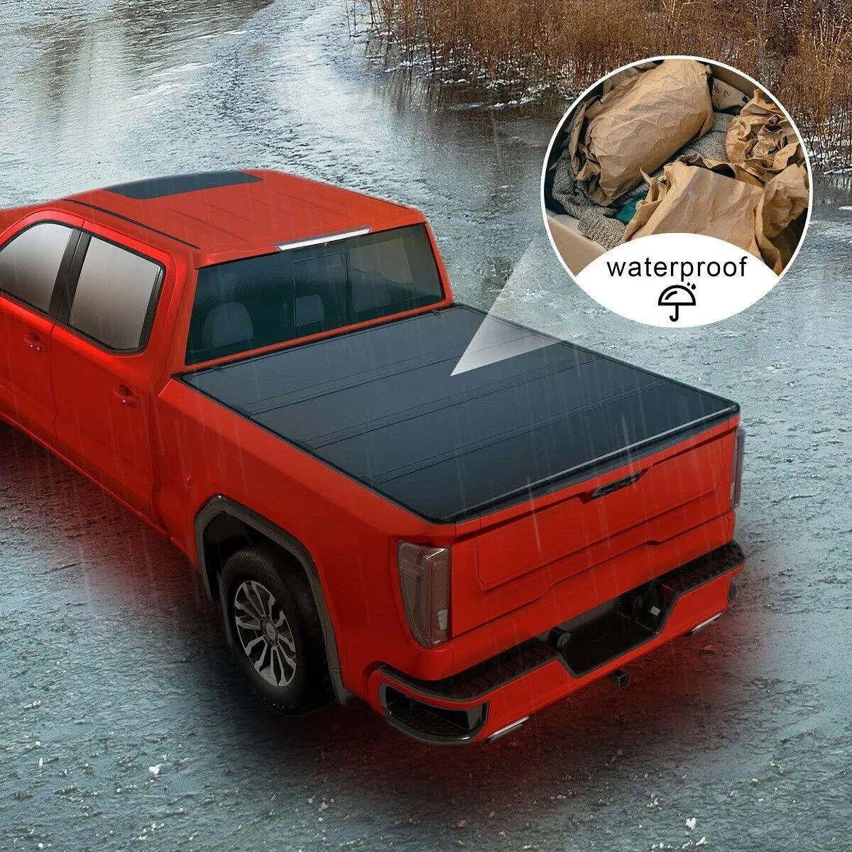 5.8Ft 4-Fold Hard Tonneau Cover Truck Bed for 19-22 Chevy GMC Sierra 1500