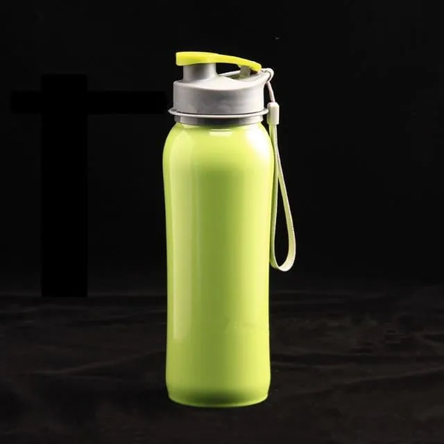 800ml Single Wall 304 Stainless Steel Sports Outdoor Water Bottle with Bpa-Free Spring Lid w Portable Rope