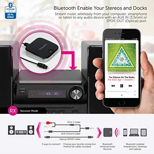 Aluratek Bluetooth Optical Audio Receiver and Transmitter