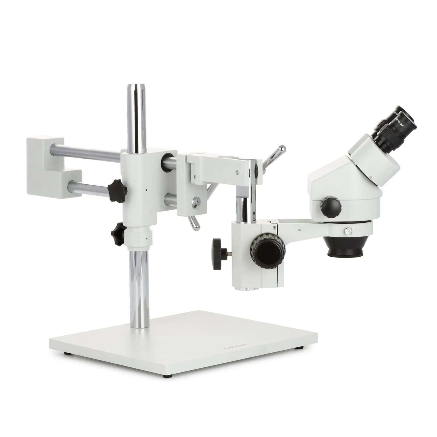 AmScope SM-4 Series Zoom Binocular Stereo Microscope 7X-45X Magnification with 150W Halogen Dual Gooseneck Lights on Double Arm Boom Stand