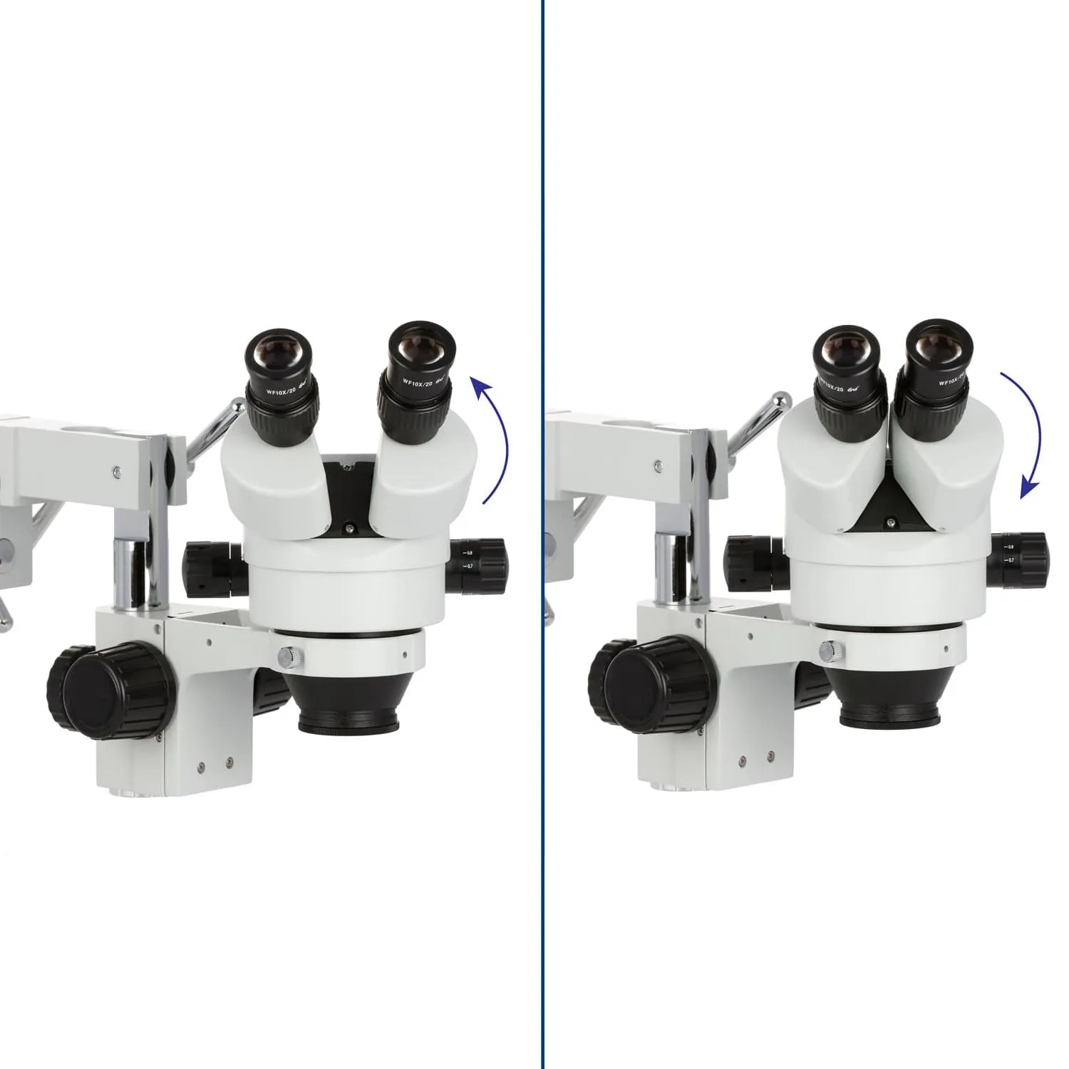 AmScope SM-4 Series Zoom Binocular Stereo Microscope 7X-45X Magnification with 150W Halogen Dual Gooseneck Lights on Double Arm Boom Stand