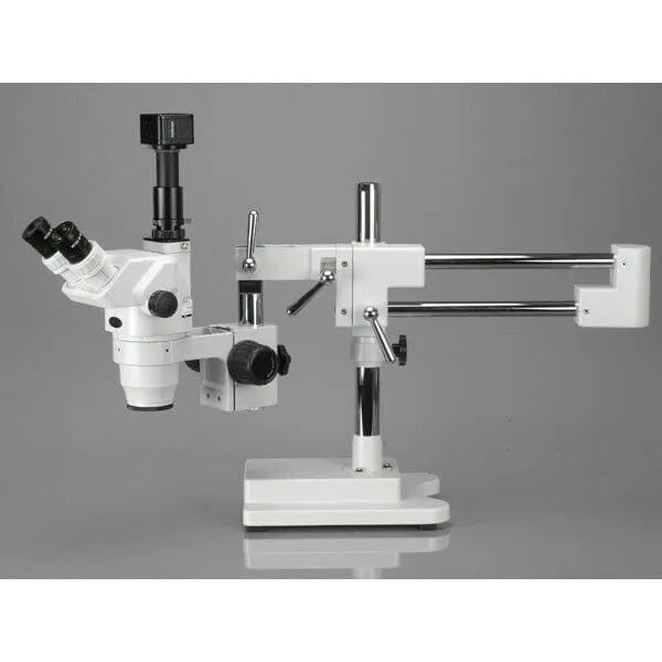 AmScope ZM-4 Series Ultimate Zoom Trinocular Stereo Microscope 3.35X-90X Magnification on 3D Boom Stand