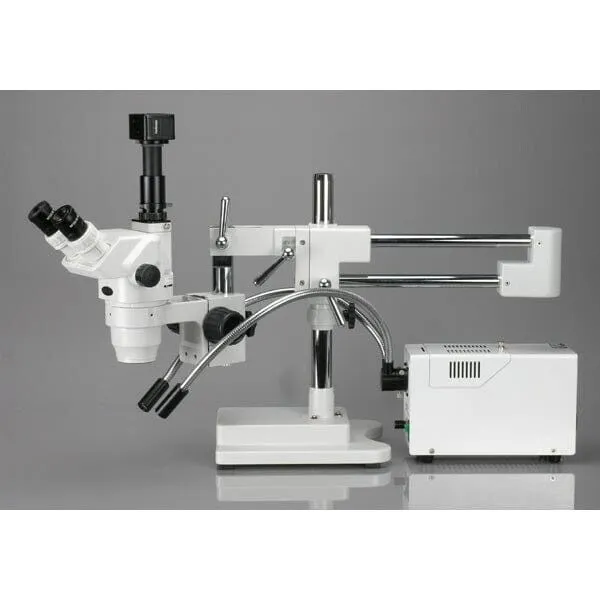 AmScope ZM-4 Series Ultimate Zoom Trinocular Stereo Microscope 3.35X-90X Magnification on 3D Boom Stand