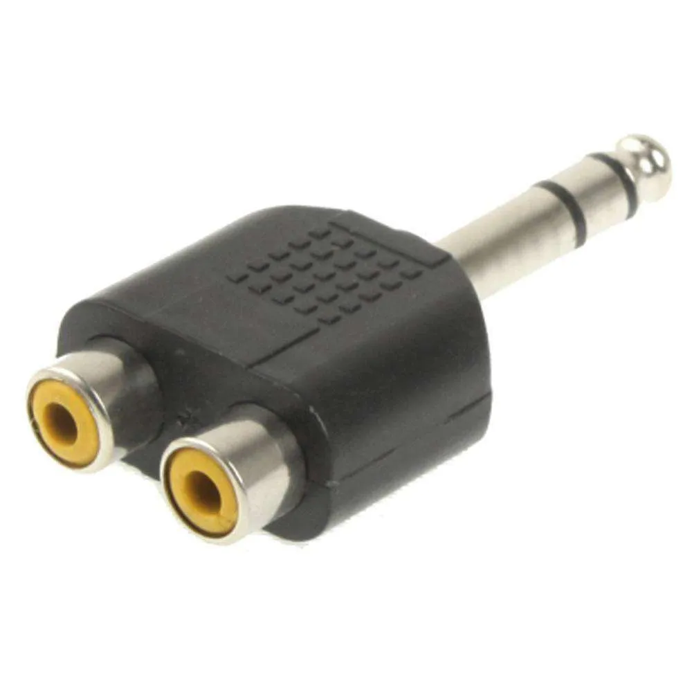 AMZER 6.35mm Male to 2 RCA Stereo Headphone Jack Adapter