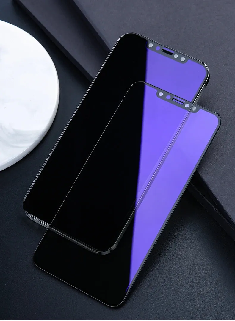 Anti Blue Ray Spy Glass for iPhone 14 13 12 11 Pro Max Privacy Screen Protector Full Cover for iPhone X XR XS Max