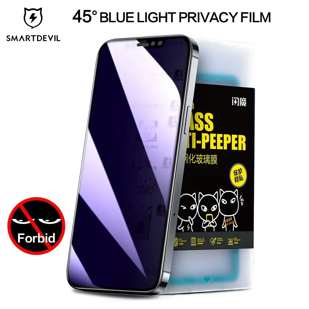 Anti Blue Ray Spy Glass for iPhone 14 13 12 11 Pro Max Privacy Screen Protector Full Cover for iPhone X XR XS Max