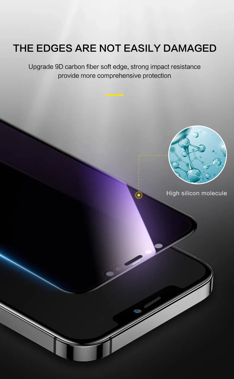 Anti Blue Ray Spy Glass for iPhone 14 13 12 11 Pro Max Privacy Screen Protector Full Cover for iPhone X XR XS Max