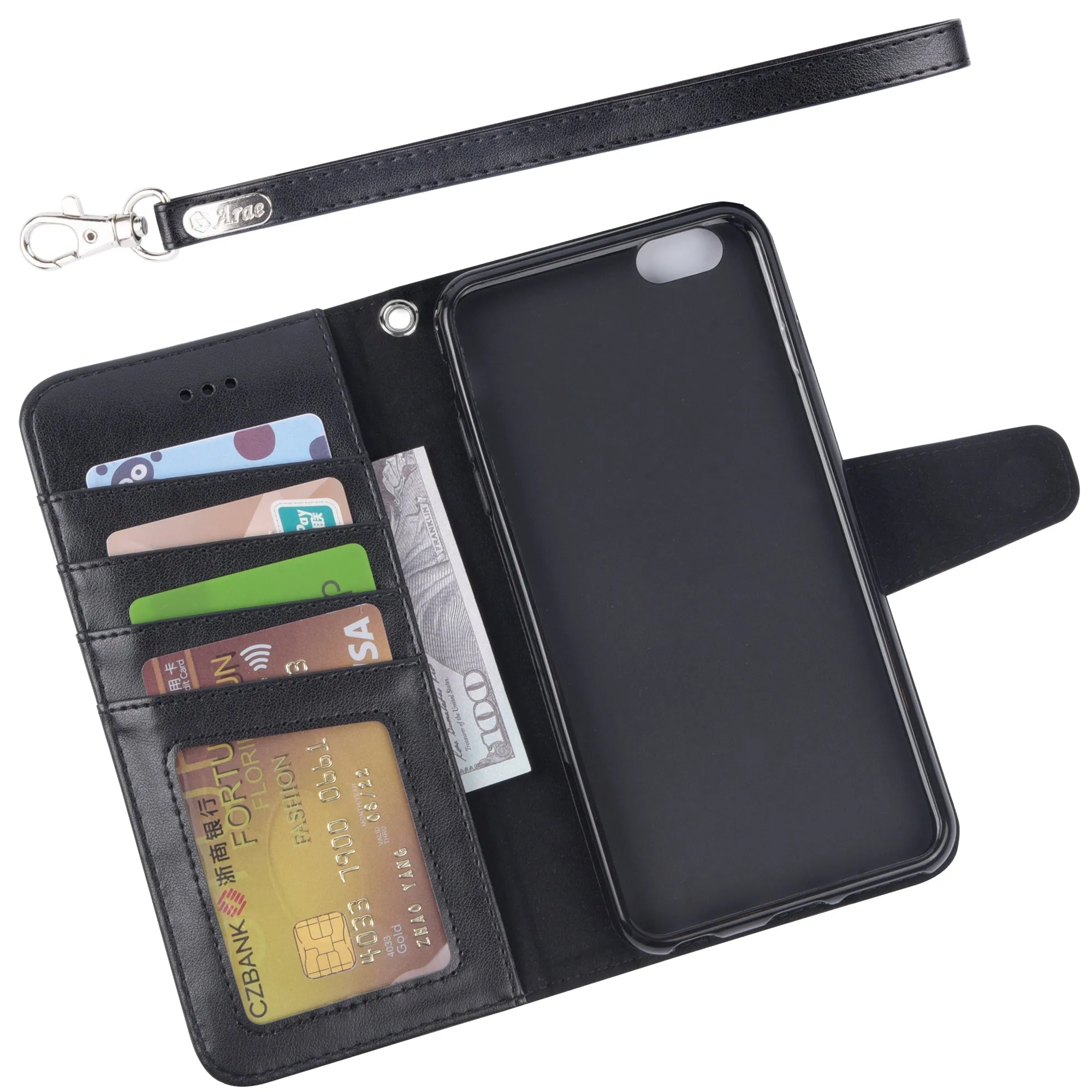 Arae Wallet case for iPhone 6s Plus/iPhone 6 Plus [Kickstand Feature] PU Leather with ID&Credit Card Pockets for iPhone 6 Plus / 6S Plus 5.5 inch (not for 6/6s)