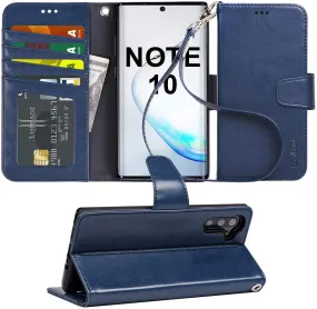 Arae Wallet Case for Samsung Galaxy Note 10 / Note 10 5G PU Leather flip case Cover [Stand Feature] with Wrist Strap and ID&Credit Cards Pocket for Galaxy Note 10 6.3 inch