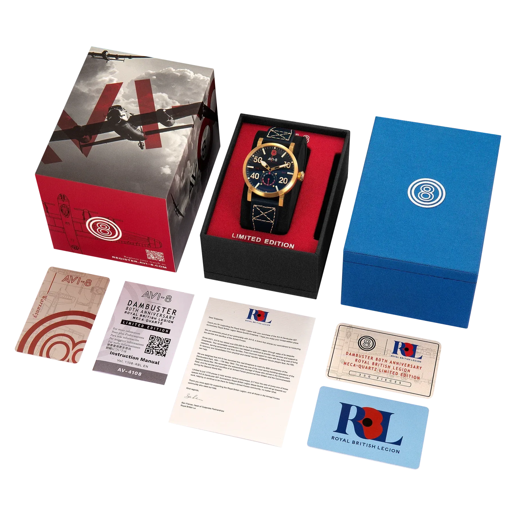 AVI-8 Mens Watch Dambuster Limited 80th Anniversary Royal British Legion AV-4108-RBL-03