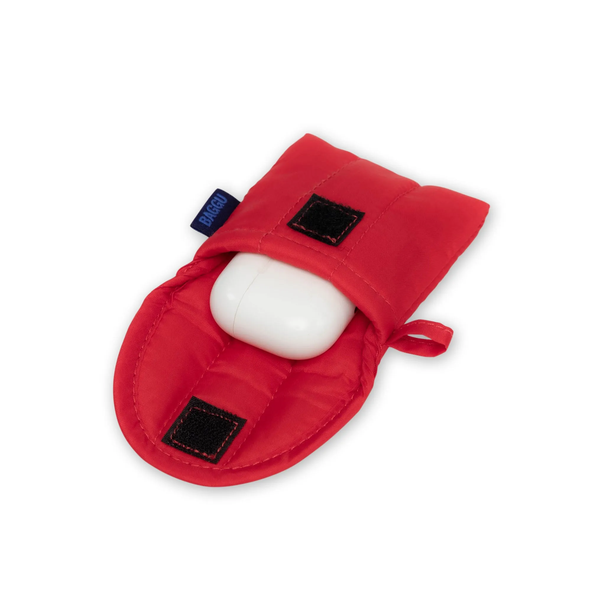 Baggu Puffy Recycled Nylon Earbuds Case - Candy Apple