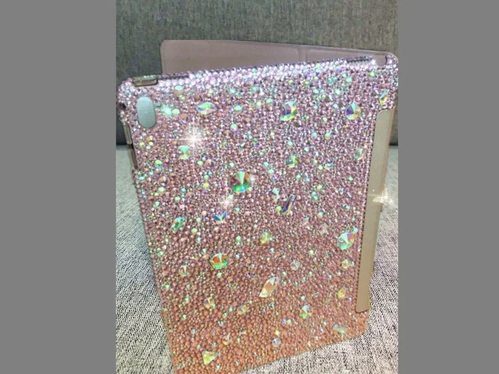 Bedazzled Bling iPAD Pro CASE Cover w Light Pink Swarovski / Czech crystal (iPad air, iPad pro, iPad mini are available) Add Name Logo Word