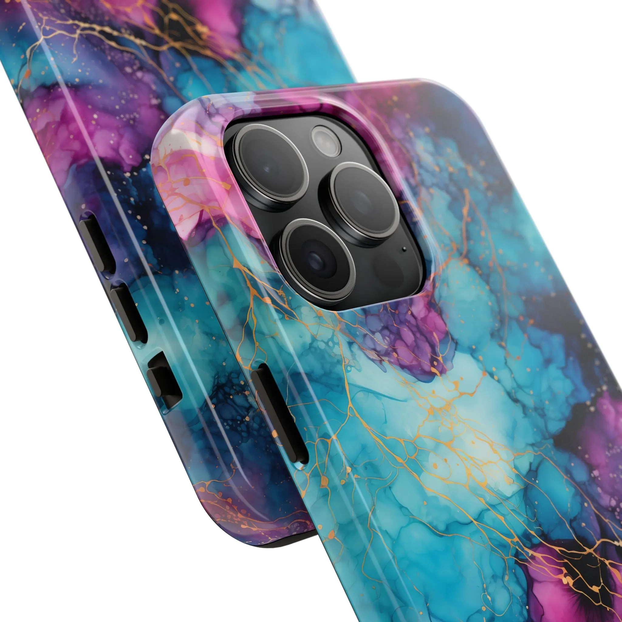 Blue and Purple Alcohol Ink Digital print Design Tough Phone Case compatible with a large variety of iPhone models, Gift, Phone Case