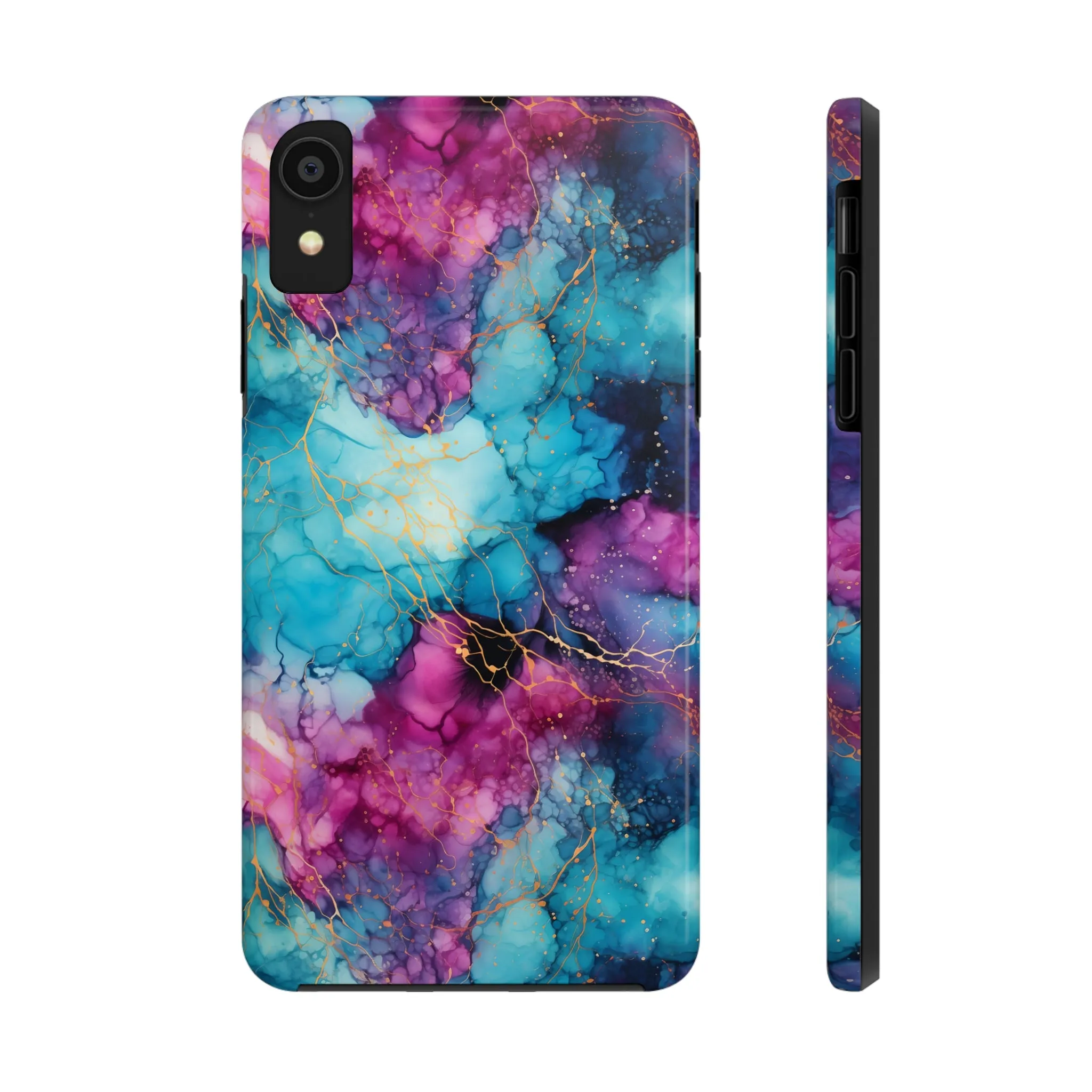 Blue and Purple Alcohol Ink Digital print Design Tough Phone Case compatible with a large variety of iPhone models, Gift, Phone Case