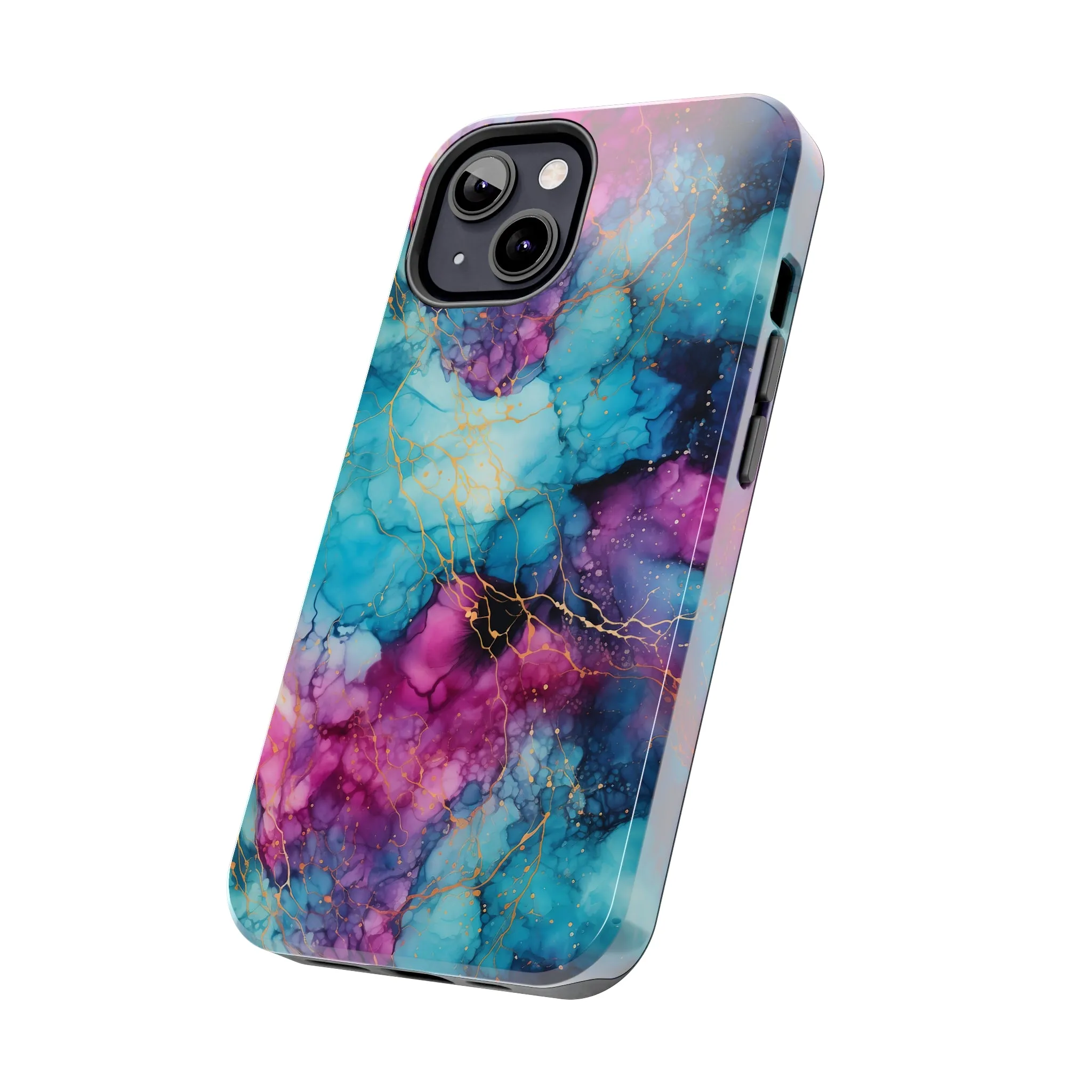 Blue and Purple Alcohol Ink Digital print Design Tough Phone Case compatible with a large variety of iPhone models, Gift, Phone Case