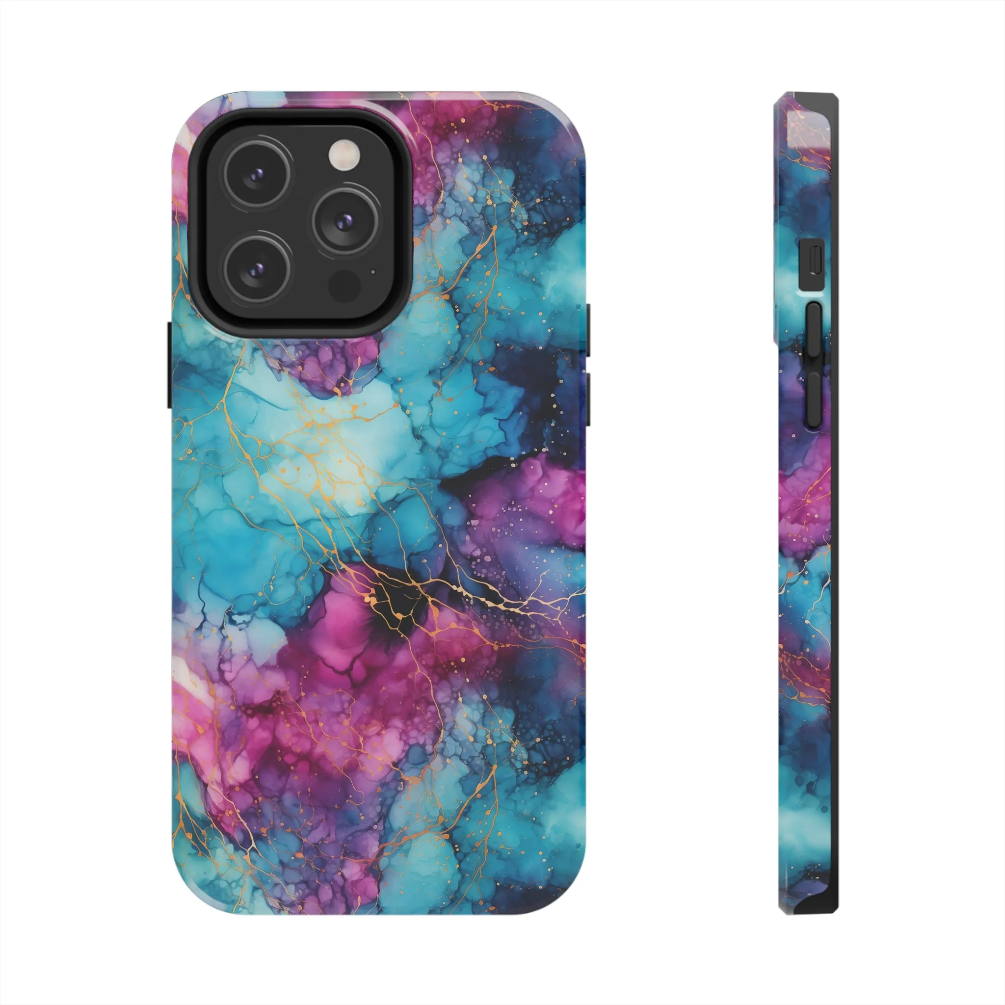 Blue and Purple Alcohol Ink Digital print Design Tough Phone Case compatible with a large variety of iPhone models, Gift, Phone Case