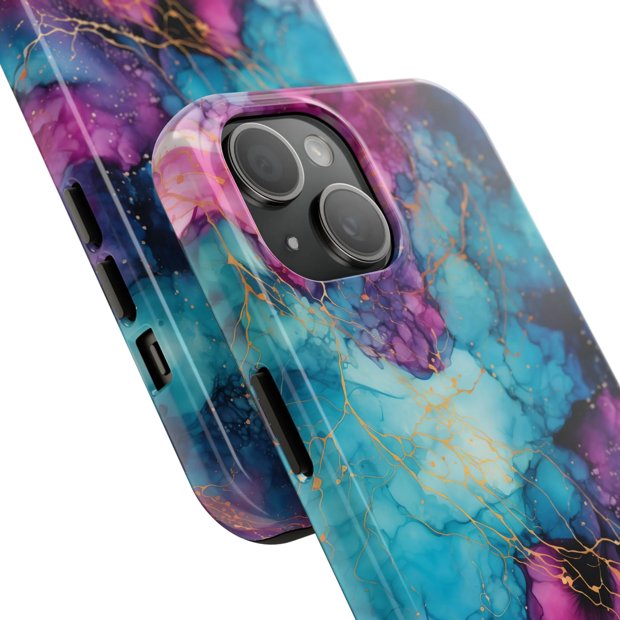 Blue and Purple Alcohol Ink Digital print Design Tough Phone Case compatible with a large variety of iPhone models, Gift, Phone Case