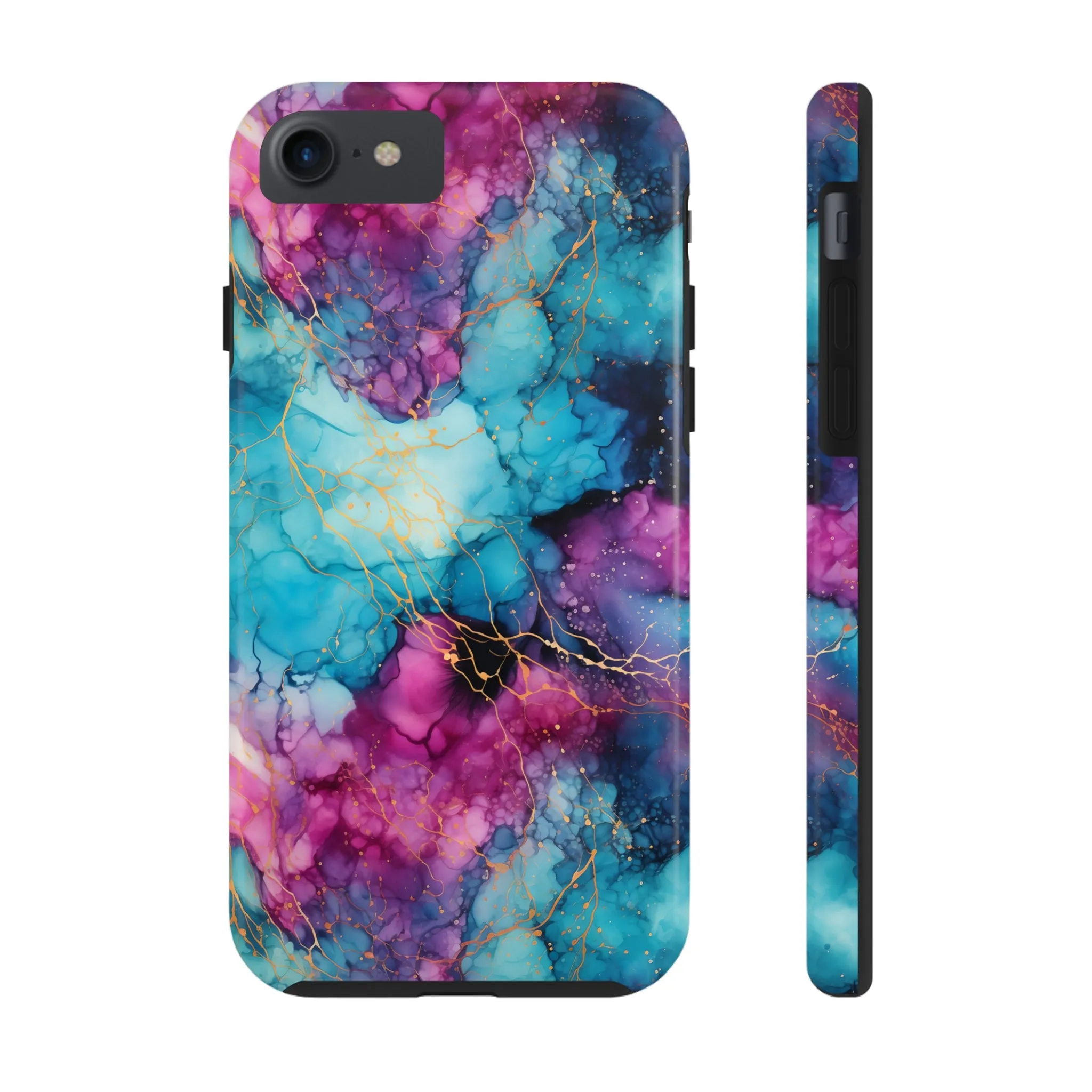 Blue and Purple Alcohol Ink Digital print Design Tough Phone Case compatible with a large variety of iPhone models, Gift, Phone Case