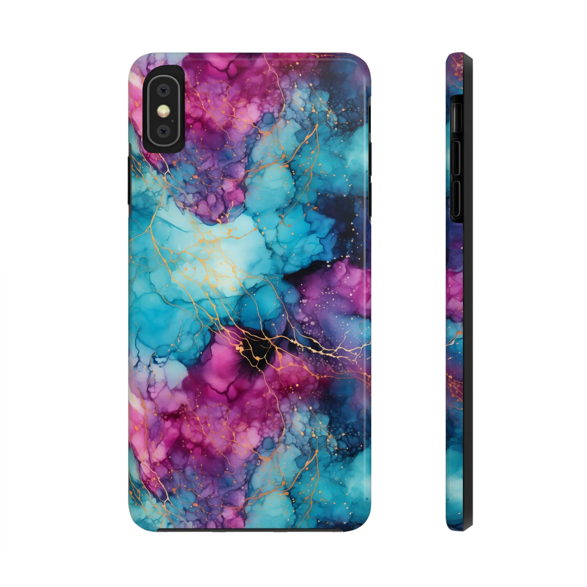 Blue and Purple Alcohol Ink Digital print Design Tough Phone Case compatible with a large variety of iPhone models, Gift, Phone Case