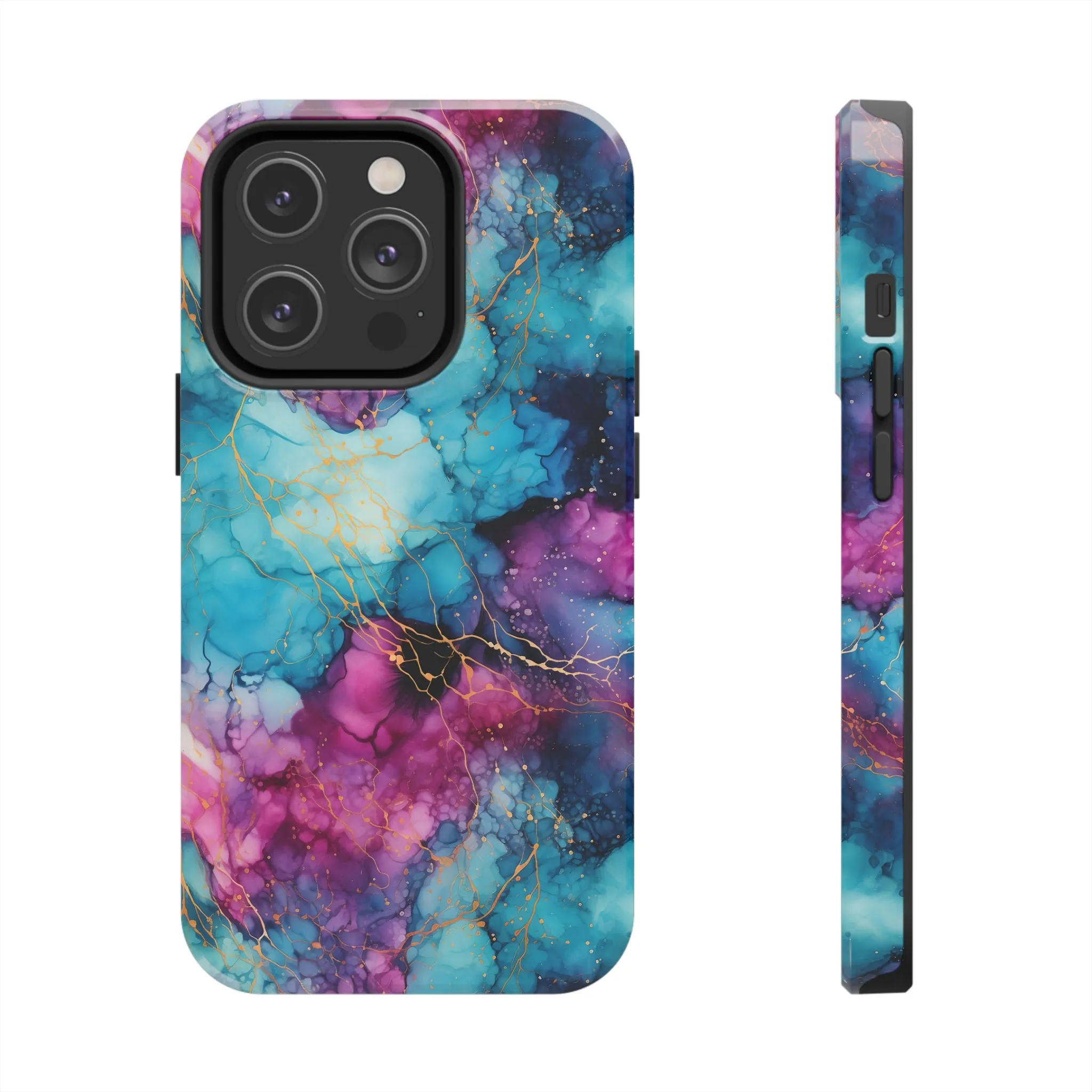 Blue and Purple Alcohol Ink Digital print Design Tough Phone Case compatible with a large variety of iPhone models, Gift, Phone Case