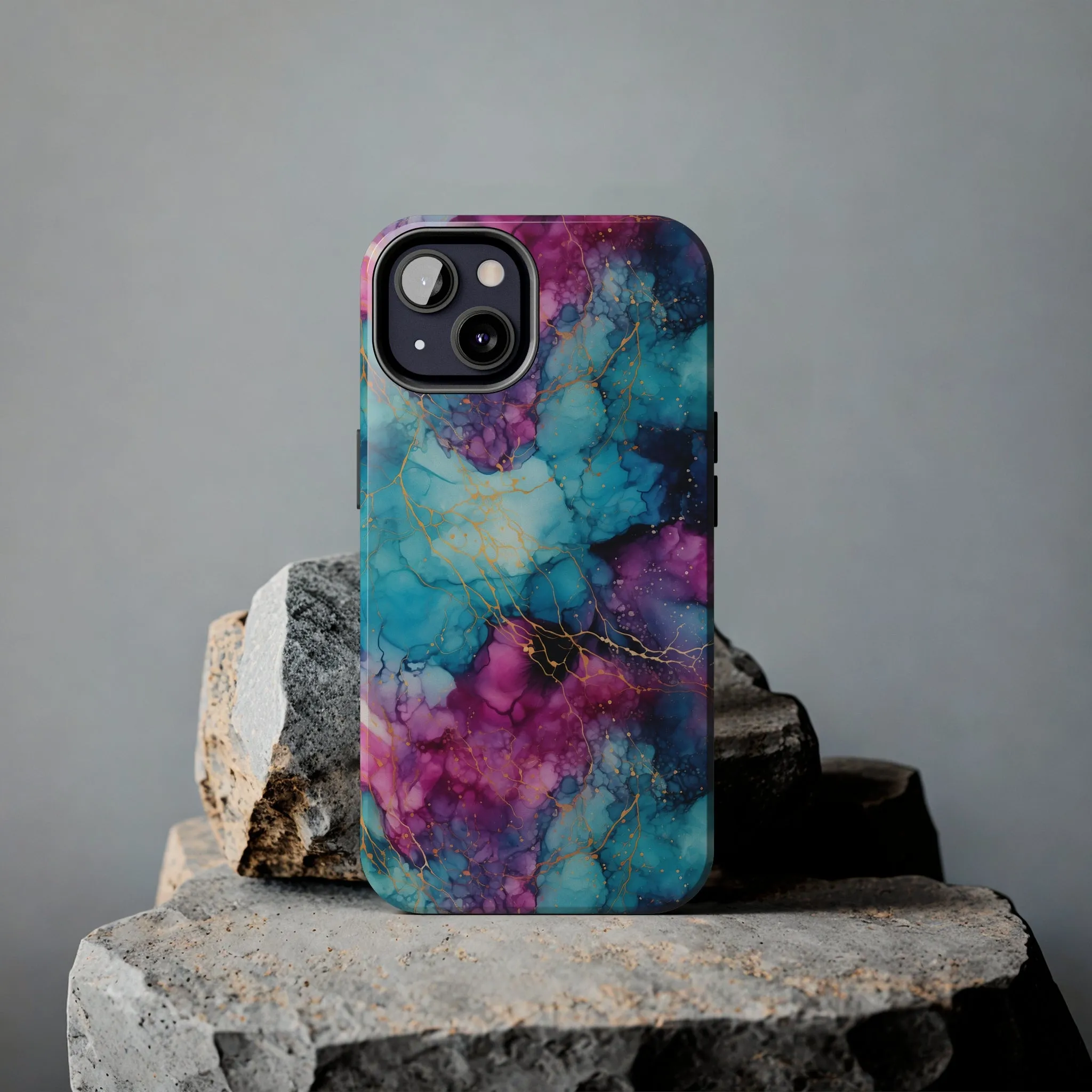 Blue and Purple Alcohol Ink Digital print Design Tough Phone Case compatible with a large variety of iPhone models, Gift, Phone Case