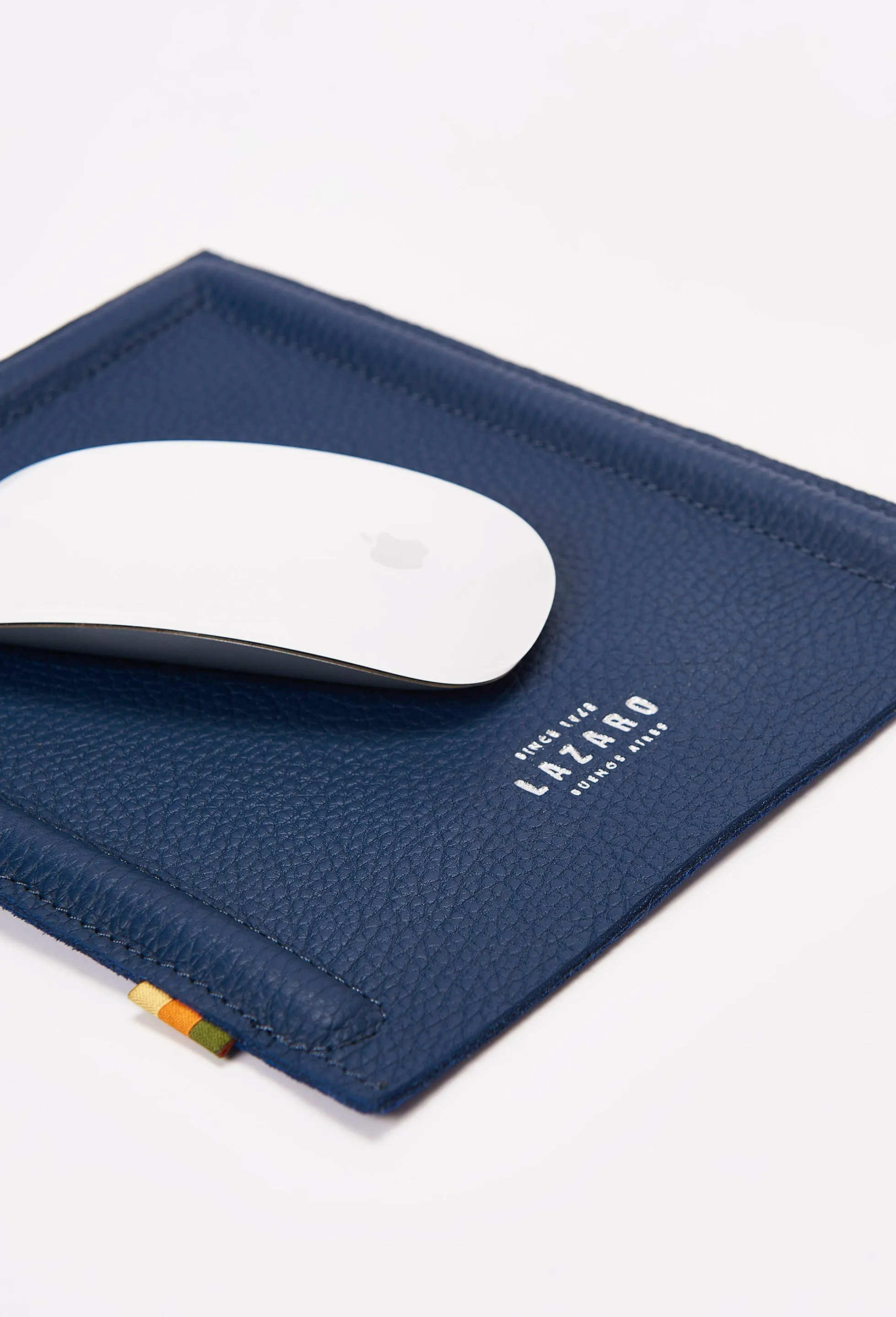 Blue Leather Minimalist Mouse Pad