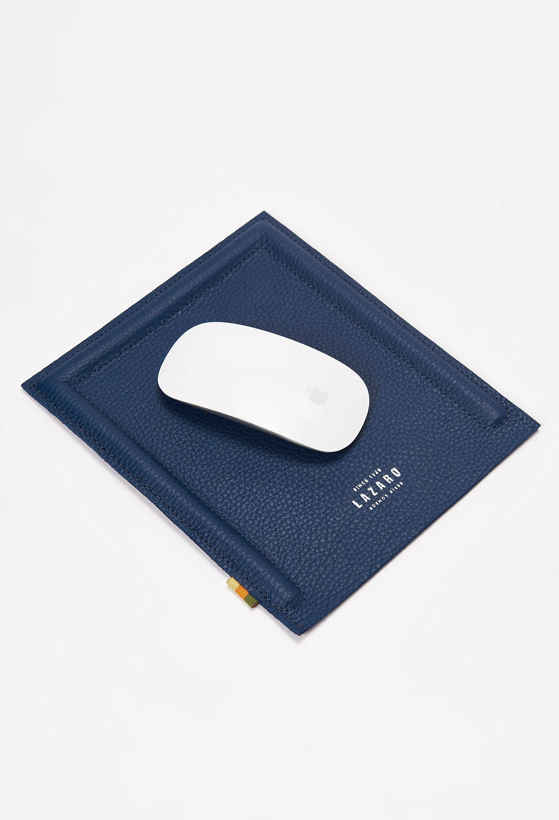 Blue Leather Minimalist Mouse Pad