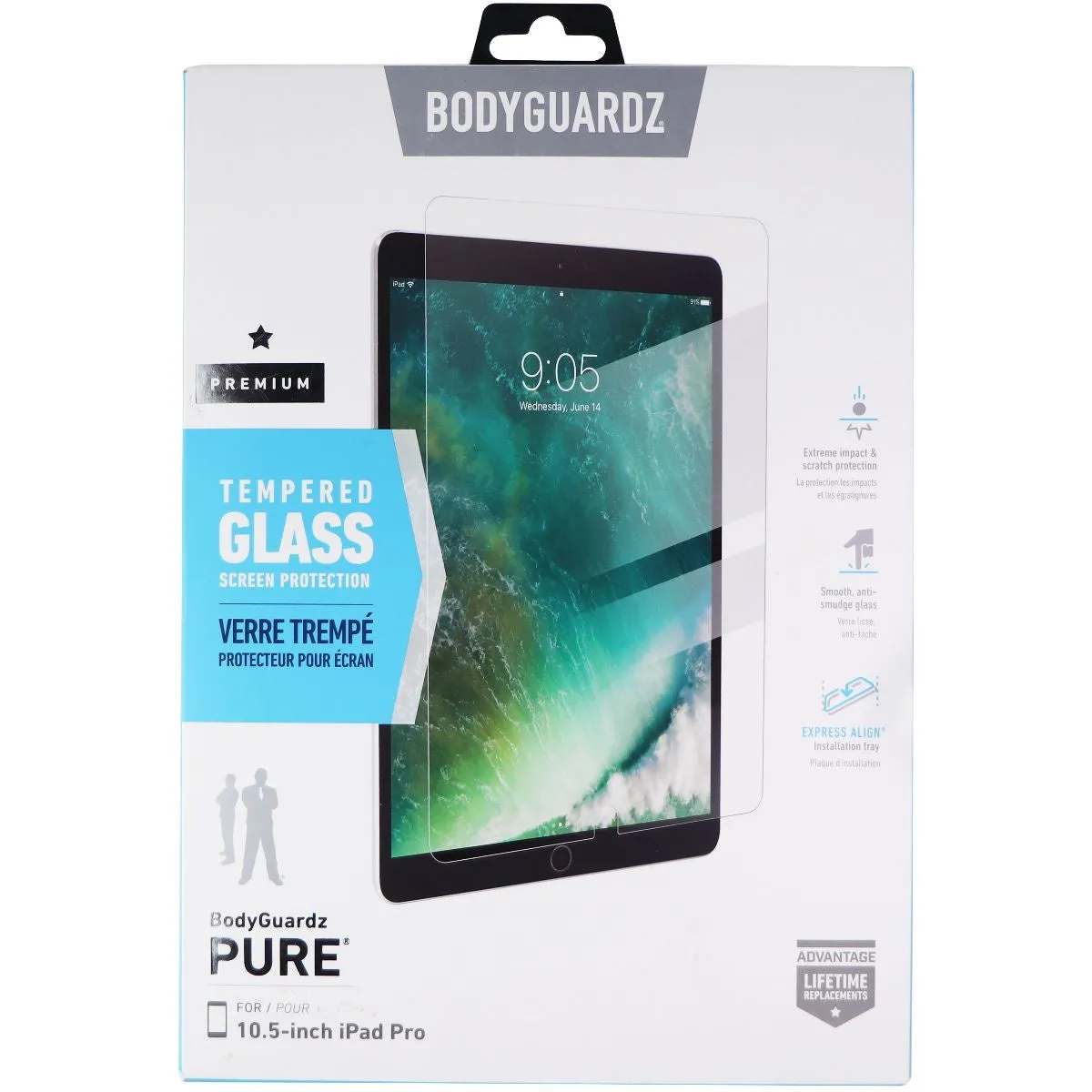 BodyGuardz Pure Tempered Glass Screen Protector for Apple iPad Pro (10.5)