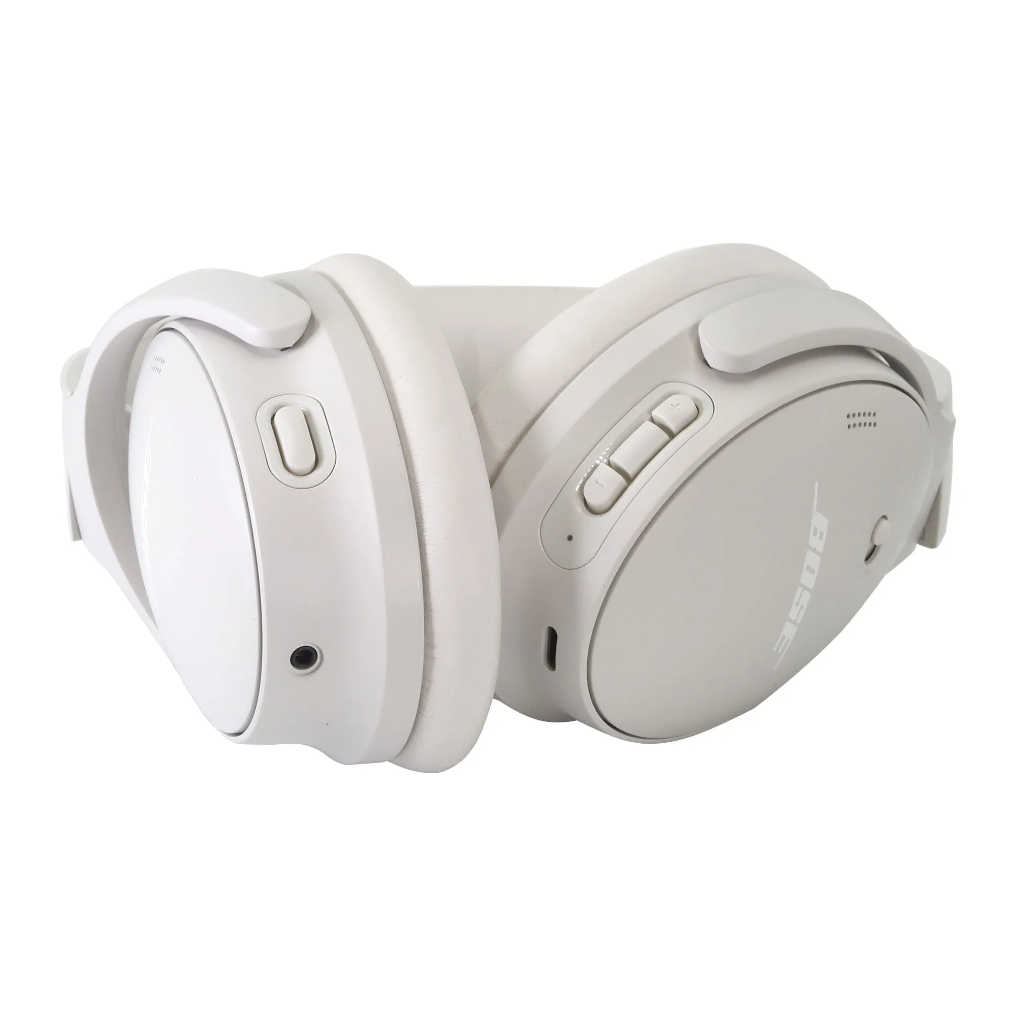 Bose QuietComfort Wireless Over-Ear Active Noise Canceling Headphones (White Smoke) with JBL C50HI In-Ear Headphones White