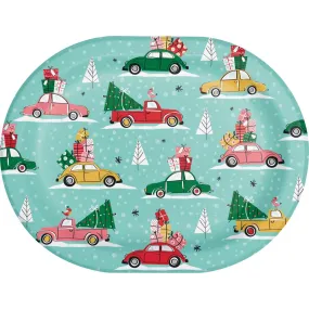 Bulk Christmas Cars Paper Oval Platter (Case of 96)