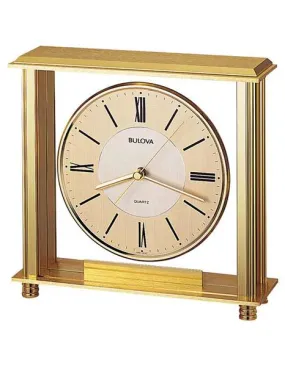 Bulova Grand Prix Tabletop Clock - Brass Tone Metal Case - Two-Tone  Dial