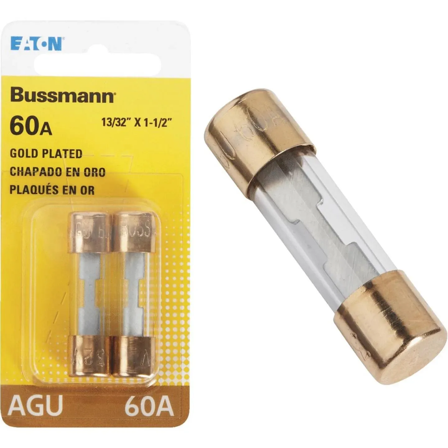 Bussmann 60-Amp AGU Glass Tube Automotive Fuse with Gold-Plated End Caps (2-Pack)