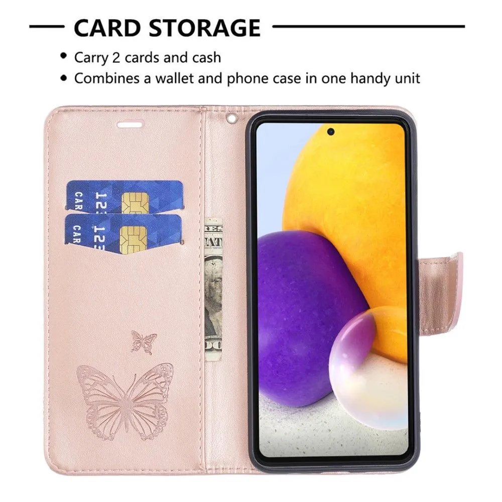 Butterfly Samsung Galaxy A73 flip case - Rose Gold