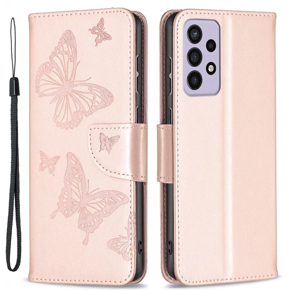 Butterfly Samsung Galaxy A73 flip case - Rose Gold