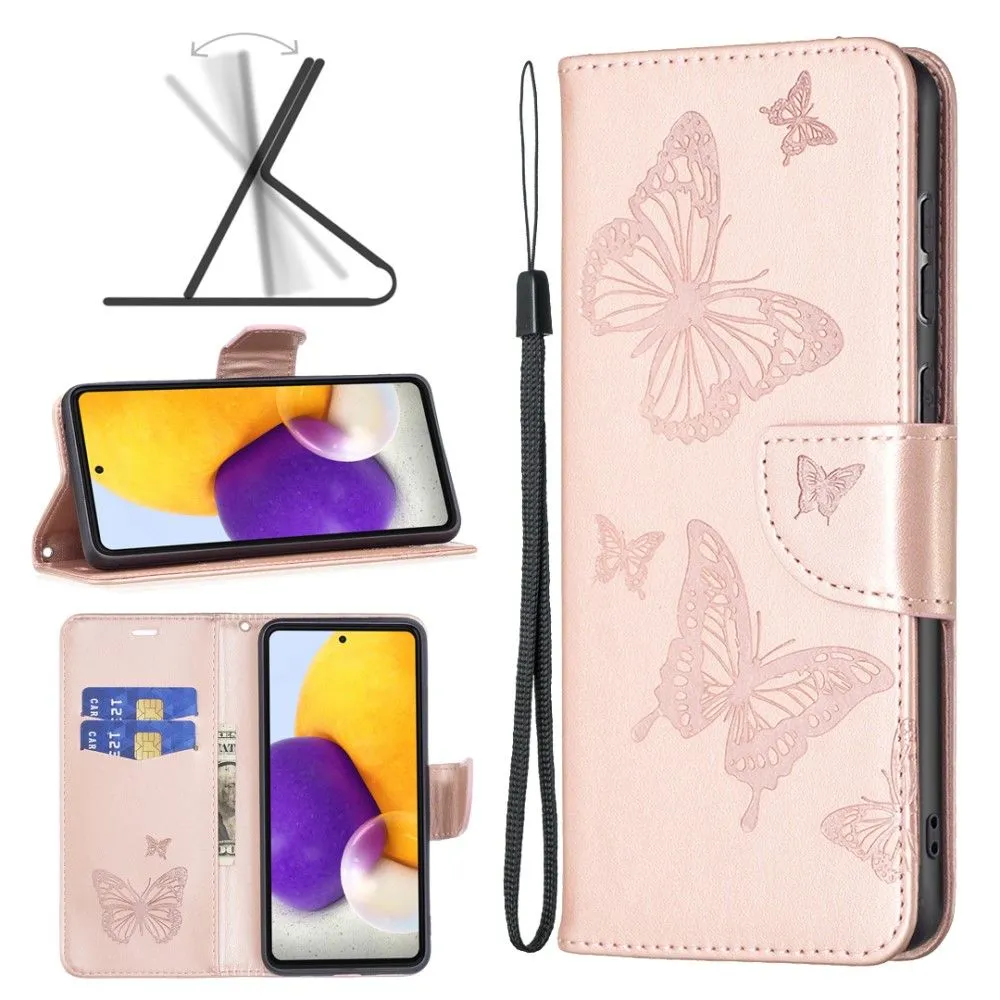 Butterfly Samsung Galaxy A73 flip case - Rose Gold