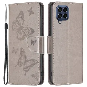 Butterfly Samsung Galaxy M53 5G flip case - Grey