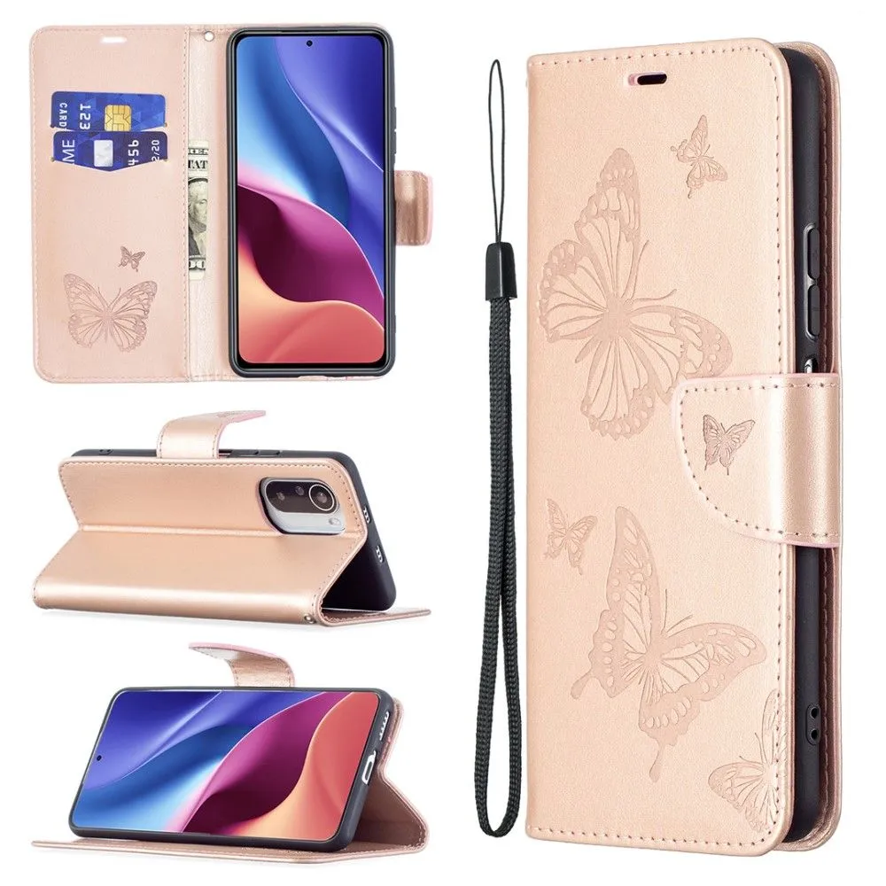 Butterfly Xiaomi Mi 11i / Poco F3 / K40 Pro Plus flip case - Rose Gold