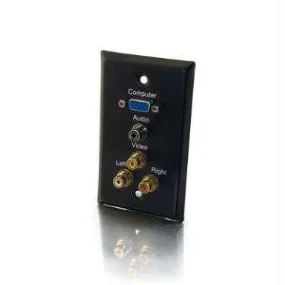 C2g Single Gang Hd15 Vga   3.5mm   Composite Video   Stereo Audio Wall Plate - Black