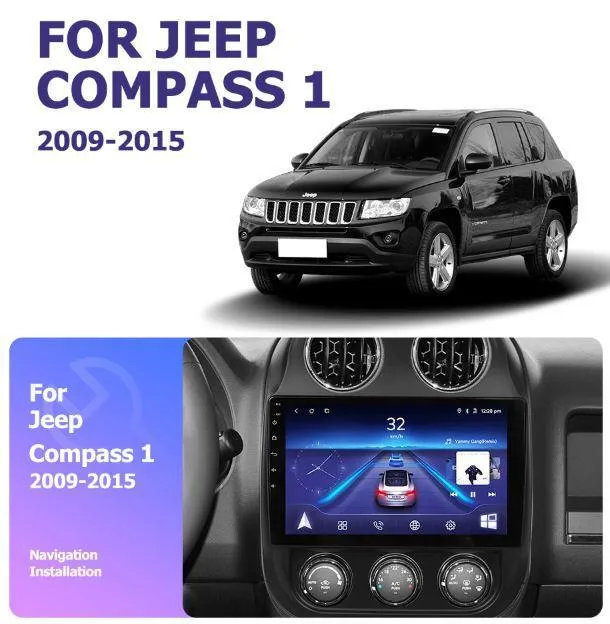 Car Dealz 10.2" Android 10.0 Jeep Compass 2009-2015 w CAM In Dash Plus OEM Fascia