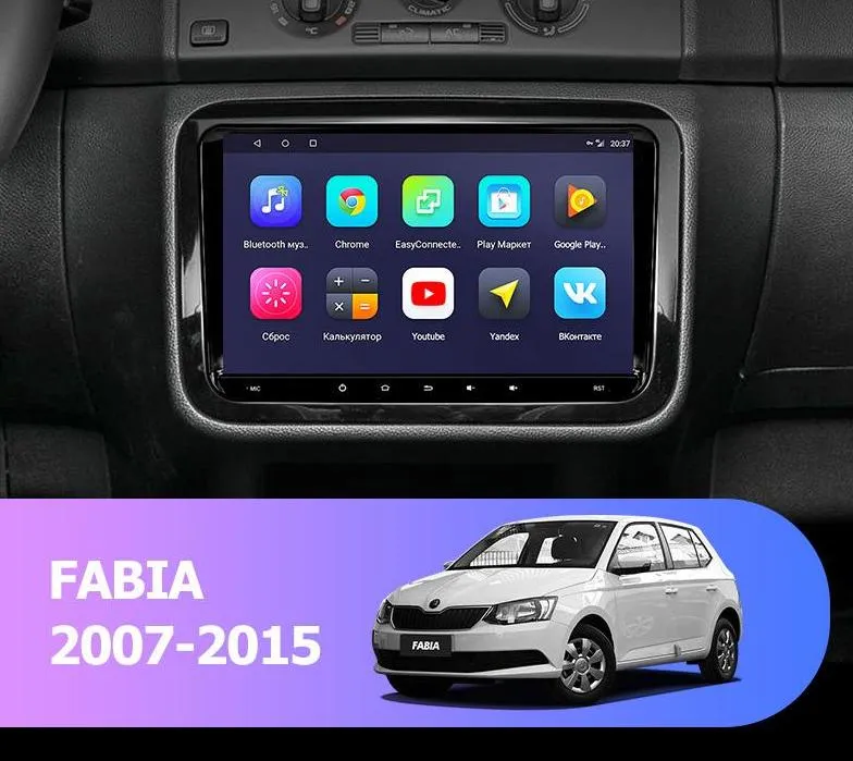 Car Dealz 9" Android 10.0 Skoda Fabia 2 Mk2 2007-2015 with CAM In Dash Plus OEM Fascia