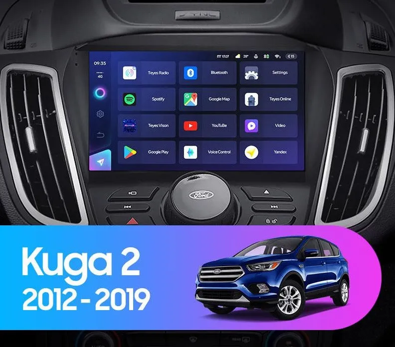 Car Dealz Elite 4G Data Model 10.2" Android 12.0 For Ford Kuga 2 Escape 3 2012 - 2019 In Dash Plus OEM Fascia