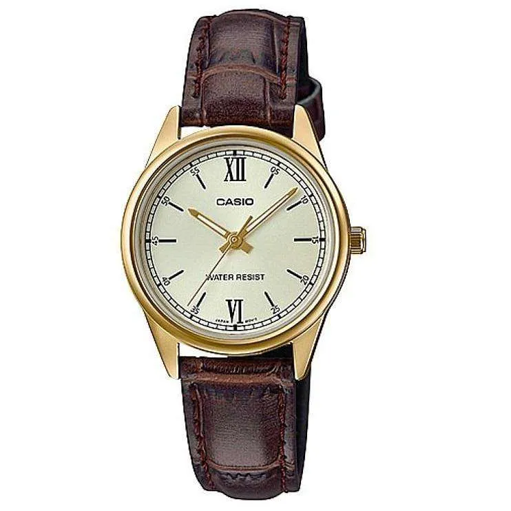 Casio LTP-V005GL-9BUDF Brown Leather Watch for Women