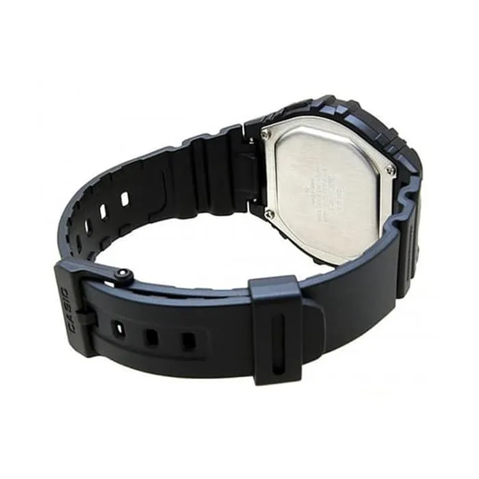 Casio W-216H-2A Black/Blue Resin Strap Watch for Men and Women